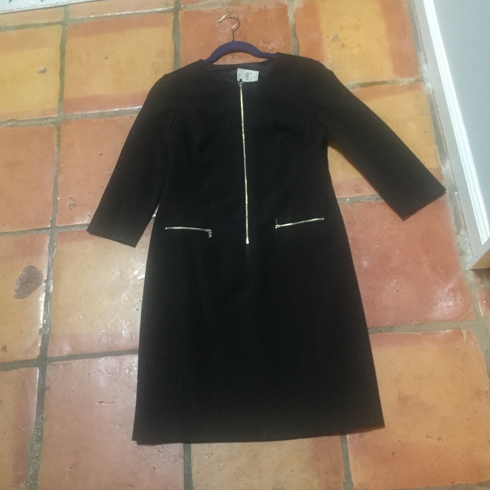 Black with Gold Zipper Pointe Shift  Dress